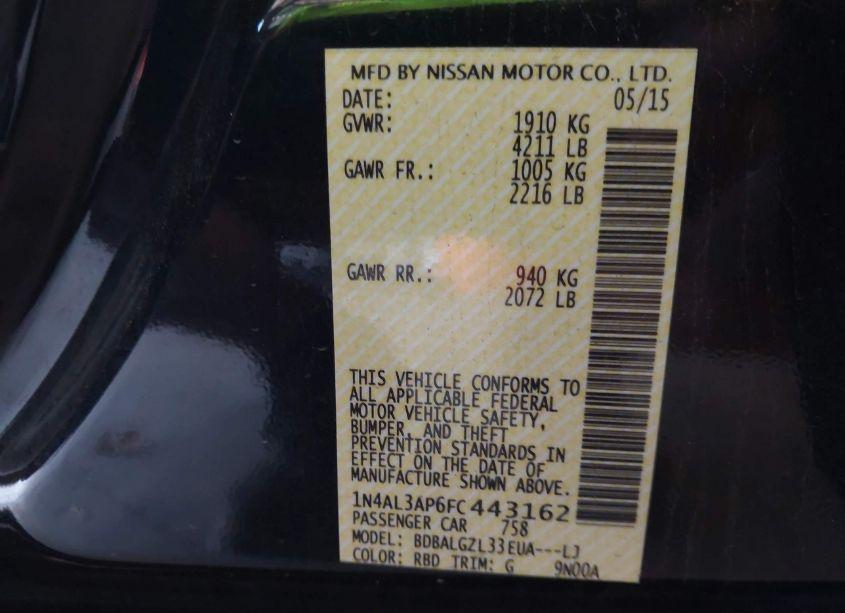 Photo 9 of 2015 Nissan Altima 2.5 S (VIN 1N4AL3AP6FC443162)