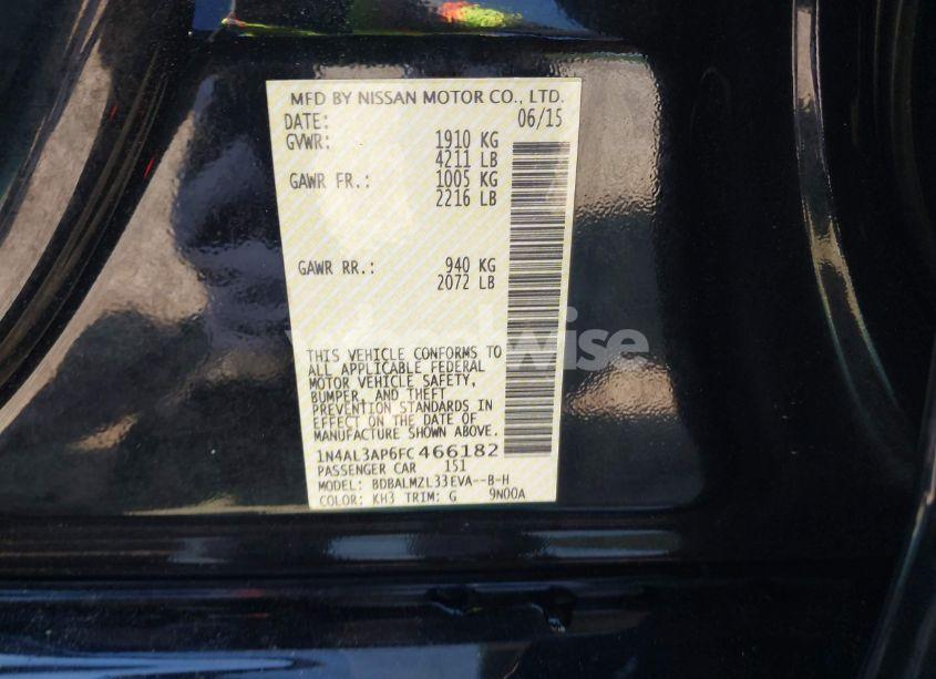 Photo 9 of 2015 Nissan Altima 2.5 SV (VIN 1N4AL3AP6FC466182)