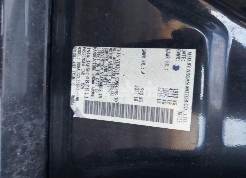 Photo 9 of 2015 Nissan Altima 2.5 S (VIN 1N4AL3AP6FC487811)