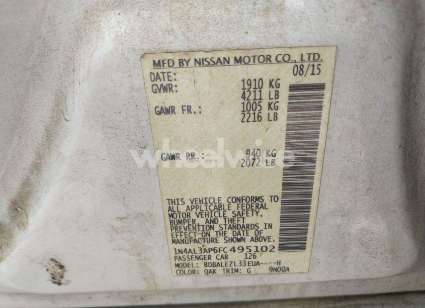 Photo 9 of 2015 Nissan Altima 2.5/2.5 S/2.5 SL/2.5 SV (VIN 1N4AL3AP6FC495102)