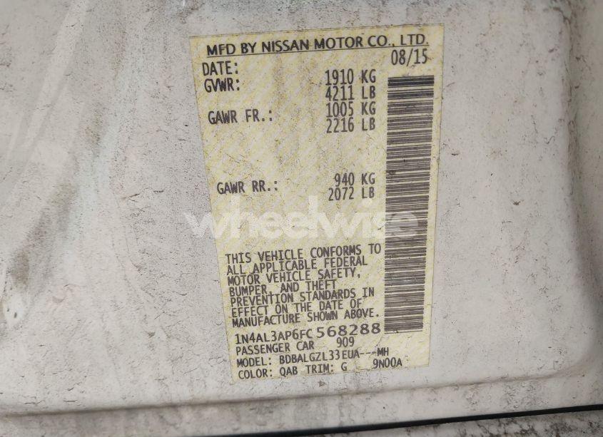 Photo 9 of 2015 Nissan Altima 2.5 S (VIN 1N4AL3AP6FC568288)