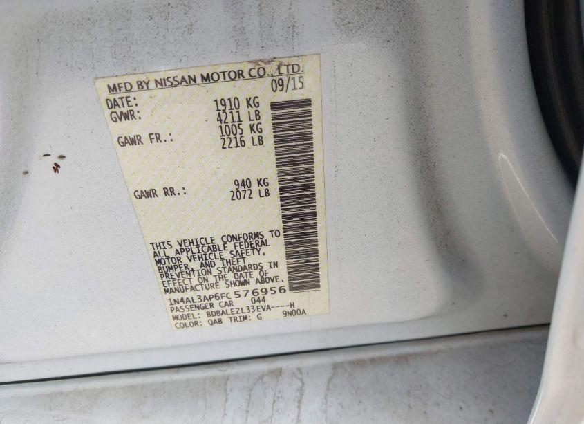 Photo 9 of 2015 Nissan Altima 2.5 S (VIN 1N4AL3AP6FC576956)