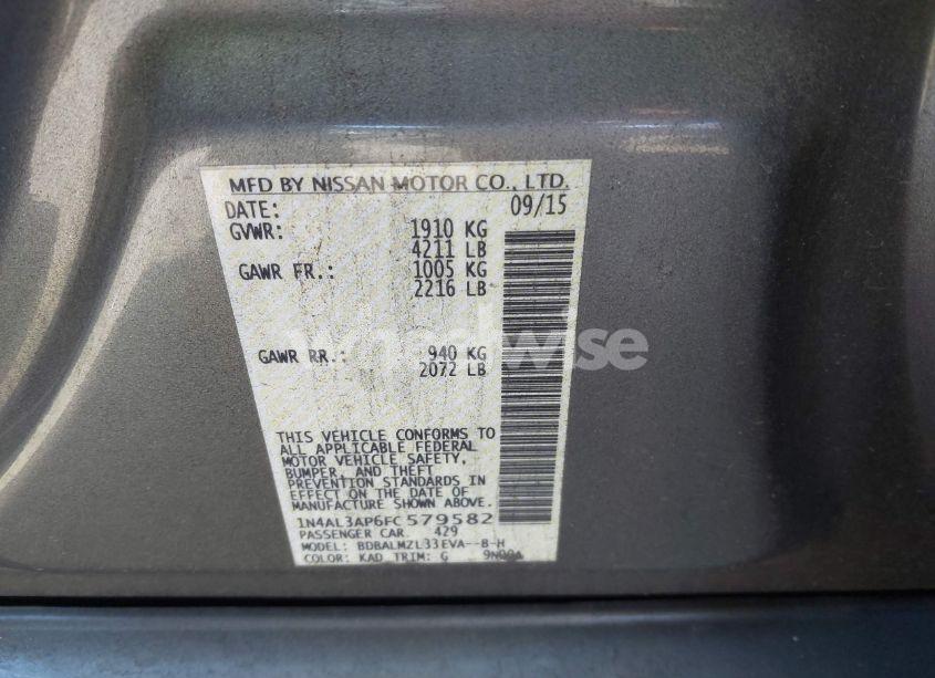 Photo 9 of 2015 Nissan Altima 2.5 SV (VIN 1N4AL3AP6FC579582)