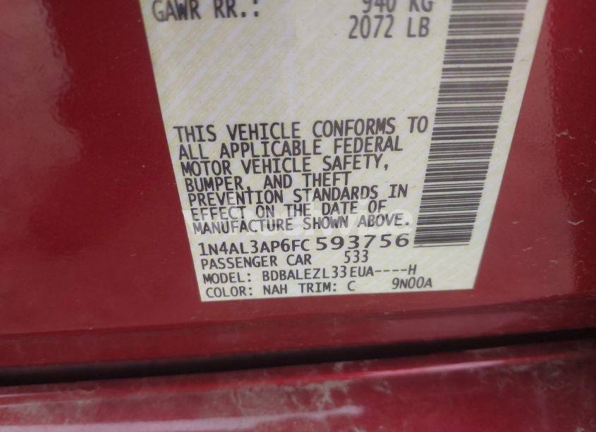 Photo 9 of 2015 Nissan Altima 2.5 S (VIN 1N4AL3AP6FC593756)