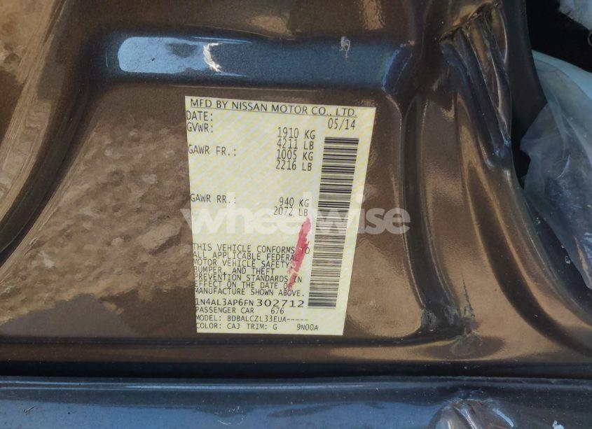 Photo 9 of 2015 Nissan Altima 2.5/2.5 S/2.5 SL/2.5 SV (VIN 1N4AL3AP6FN302712)