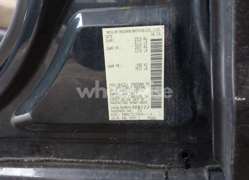 Photo 9 of 2015 Nissan Altima 2.5 SL (VIN 1N4AL3AP6FN308722)