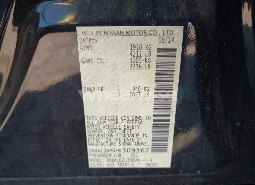 Photo 9 of 2015 Nissan Altima 2.5 S (VIN 1N4AL3AP6FN309367)