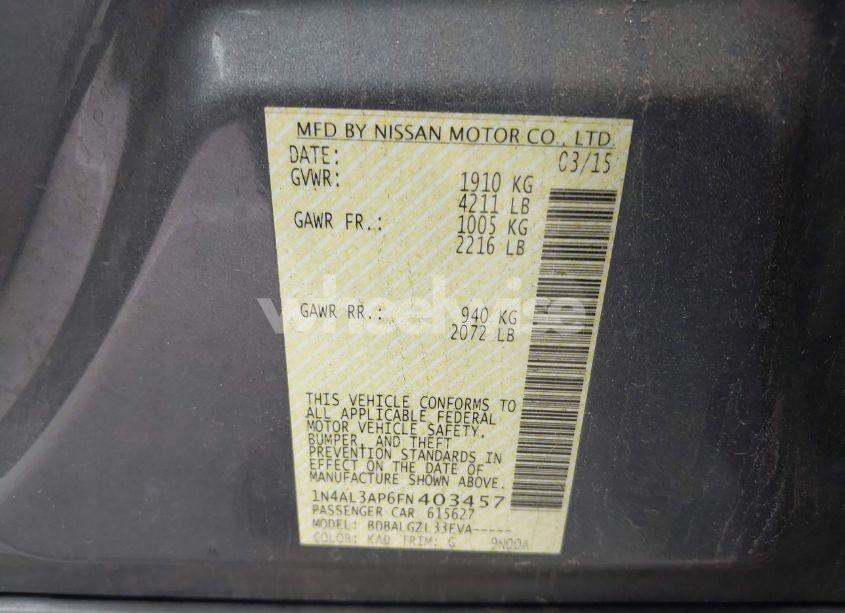 Photo 9 of 2015 Nissan Altima 2.5 S (VIN 1N4AL3AP6FN403457)