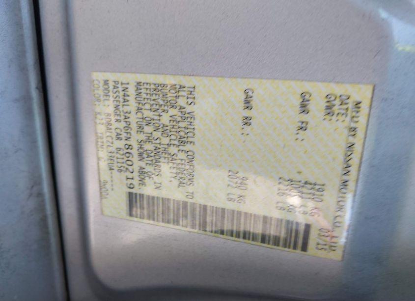 Photo 9 of 2015 Nissan Altima 2.5 S (VIN 1N4AL3AP6FN860219)