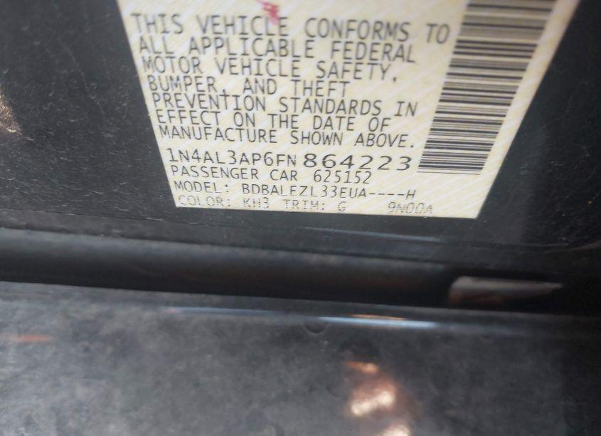 Photo 9 of 2015 Nissan Altima 2.5 S (VIN 1N4AL3AP6FN864223)