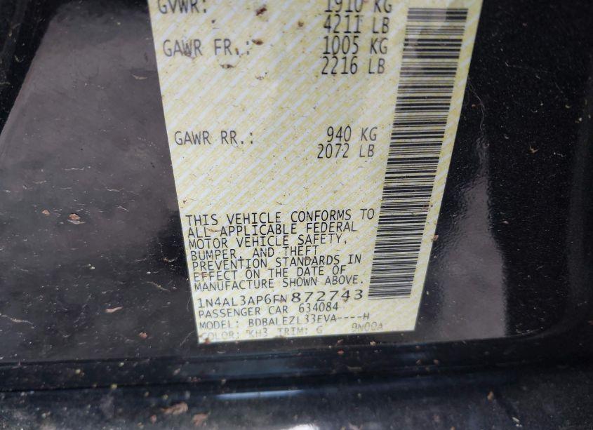 Photo 9 of 2015 Nissan Altima 2.5 S (VIN 1N4AL3AP6FN872743)