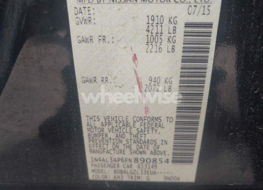 Photo 9 of 2015 Nissan Altima 2.5/2.5 S/2.5 SL/2.5 SV (VIN 1N4AL3AP6FN890854)