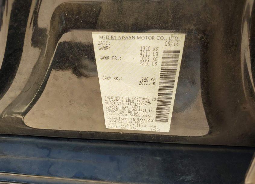 Photo 9 of 2015 Nissan Altima 2.5 S (VIN 1N4AL3AP6FN899523)