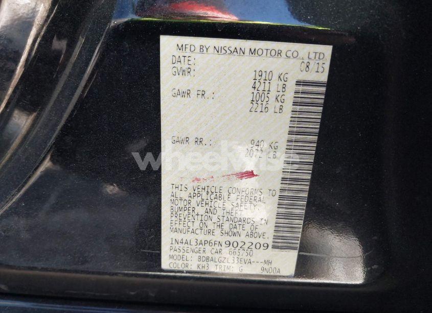 Photo 9 of 2015 Nissan Altima 2.5 S (VIN 1N4AL3AP6FN902209)