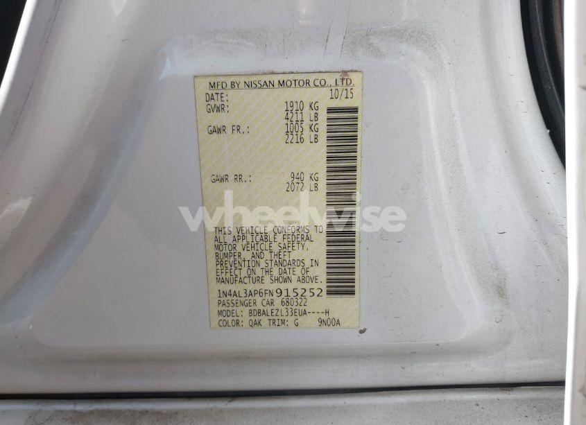 Photo 9 of 2015 Nissan Altima 2.5 S (VIN 1N4AL3AP6FN915252)