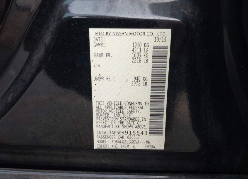 Photo 9 of 2015 Nissan Altima 2.5 S (VIN 1N4AL3AP6FN915543)