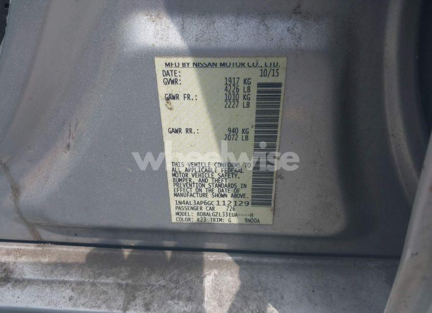 Photo 9 of 2016 Nissan Altima 2.5 S (VIN 1N4AL3AP6GC112129)