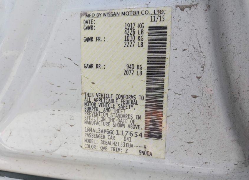 Photo 9 of 2016 Nissan Altima 2.5 SR (VIN 1N4AL3AP6GC117654)