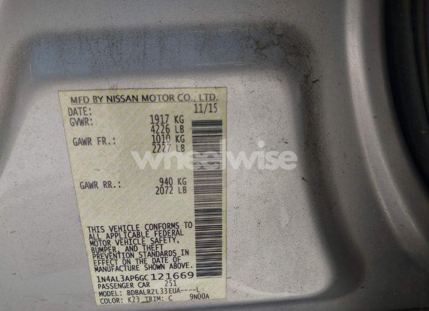 Photo 9 of 2016 Nissan Altima 2.5 SL (VIN 1N4AL3AP6GC121669)