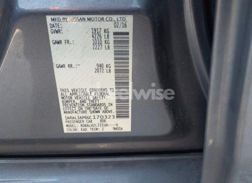 Photo 9 of 2016 Nissan Altima 2.5 SR (VIN 1N4AL3AP6GC170323)