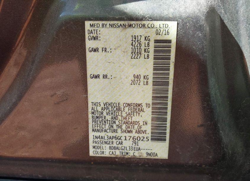 Photo 9 of 2016 Nissan Altima 2.5 S (VIN 1N4AL3AP6GC176025)