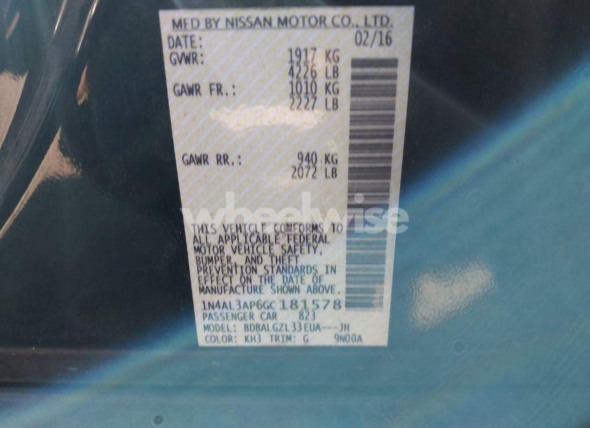 Photo 9 of 2016 Nissan Altima 2.5 S (VIN 1N4AL3AP6GC181578)