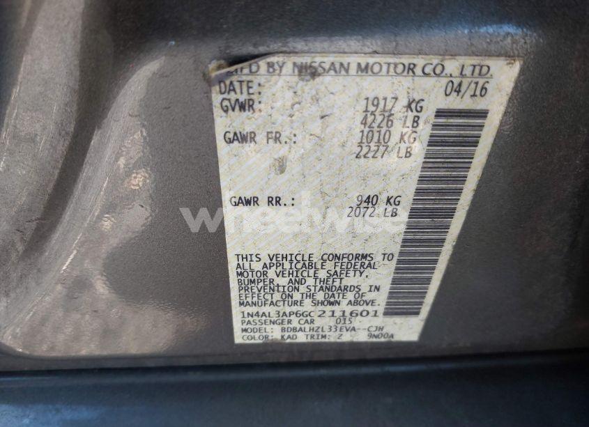 Photo 9 of 2016 Nissan Altima 2.5 SR (VIN 1N4AL3AP6GC211601)