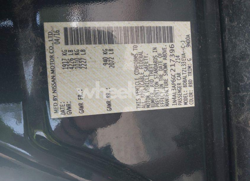 Photo 9 of 2016 Nissan Altima 2.5 SL (VIN 1N4AL3AP6GC217396)