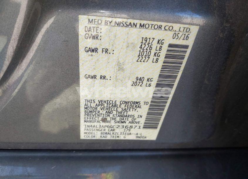 Photo 9 of 2016 Nissan Altima 2.5 SL (VIN 1N4AL3AP6GC236871)