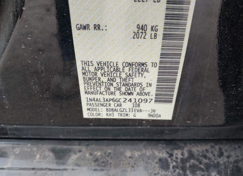 Photo 9 of 2016 Nissan Altima 2.5 S (VIN 1N4AL3AP6GC241097)