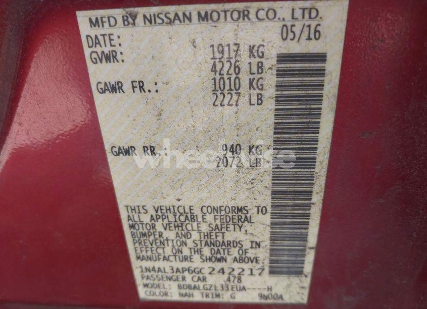 Photo 9 of 2016 Nissan Altima 2.5 S (VIN 1N4AL3AP6GC242217)