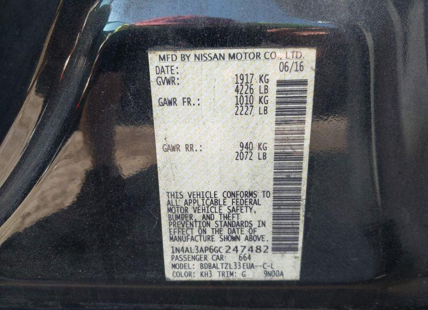 Photo 9 of 2016 Nissan Altima 2.5 SL (VIN 1N4AL3AP6GC247482)