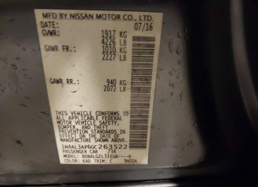 Photo 9 of 2016 Nissan Altima 2.5 S (VIN 1N4AL3AP6GC263522)