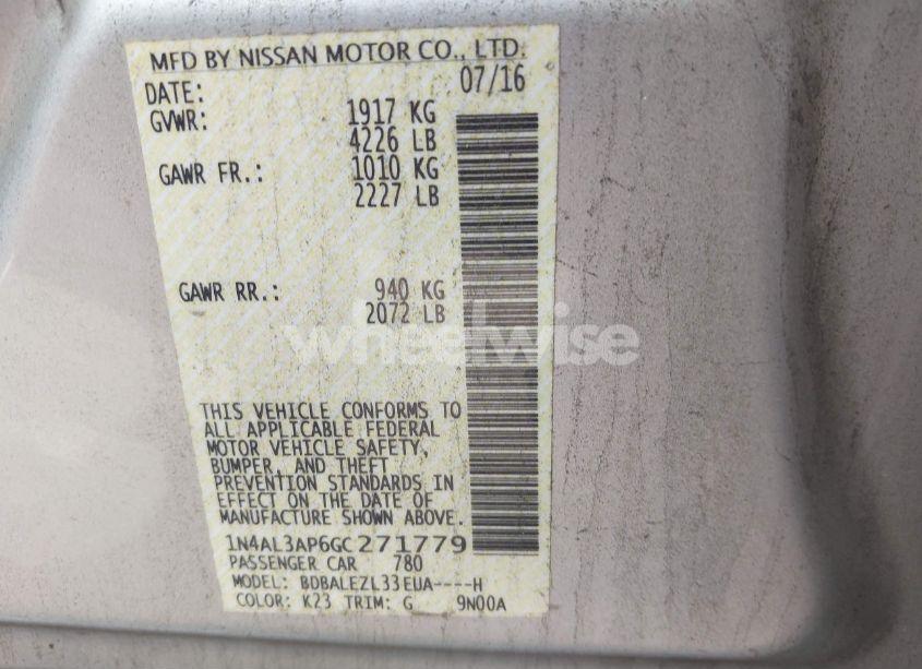 Photo 9 of 2016 Nissan Altima 2.5 S (VIN 1N4AL3AP6GC271779)