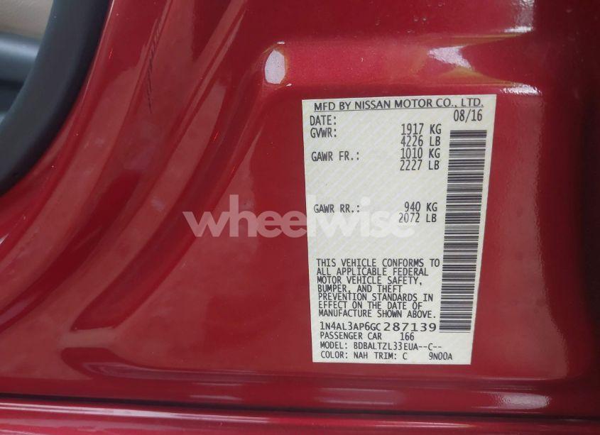 Photo 9 of 2016 Nissan Altima 2.5 SL (VIN 1N4AL3AP6GC287139)