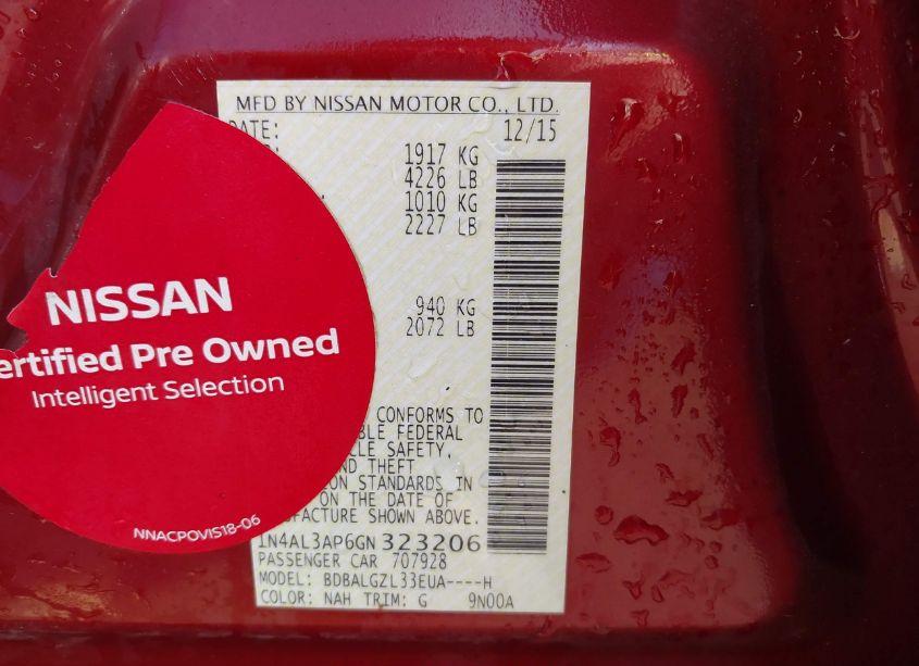 Photo 9 of 2016 Nissan Altima 2.5 S (VIN 1N4AL3AP6GN323206)