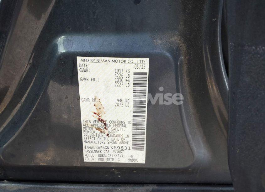 Photo 9 of 2016 Nissan Altima 2.5 S (VIN 1N4AL3AP6GN369831)