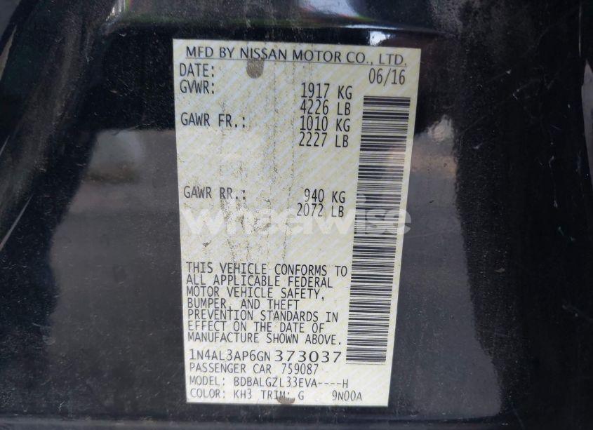 Photo 9 of 2016 Nissan Altima 2.5 S (VIN 1N4AL3AP6GN373037)