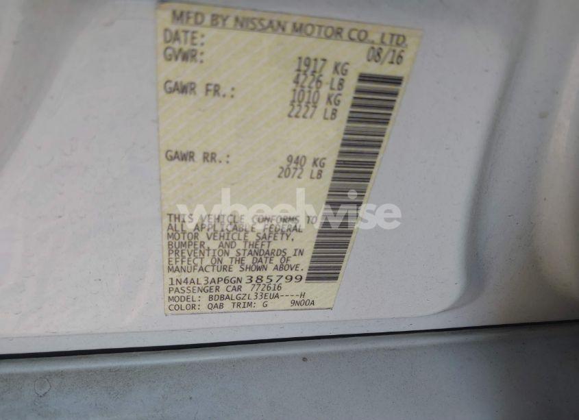 Photo 9 of 2016 Nissan Altima 2.5 S (VIN 1N4AL3AP6GN385799)