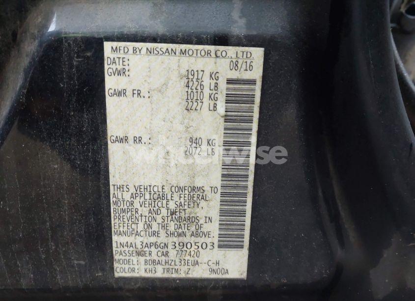 Photo 9 of 2016 Nissan Altima 2.5 SR (VIN 1N4AL3AP6GN390503)