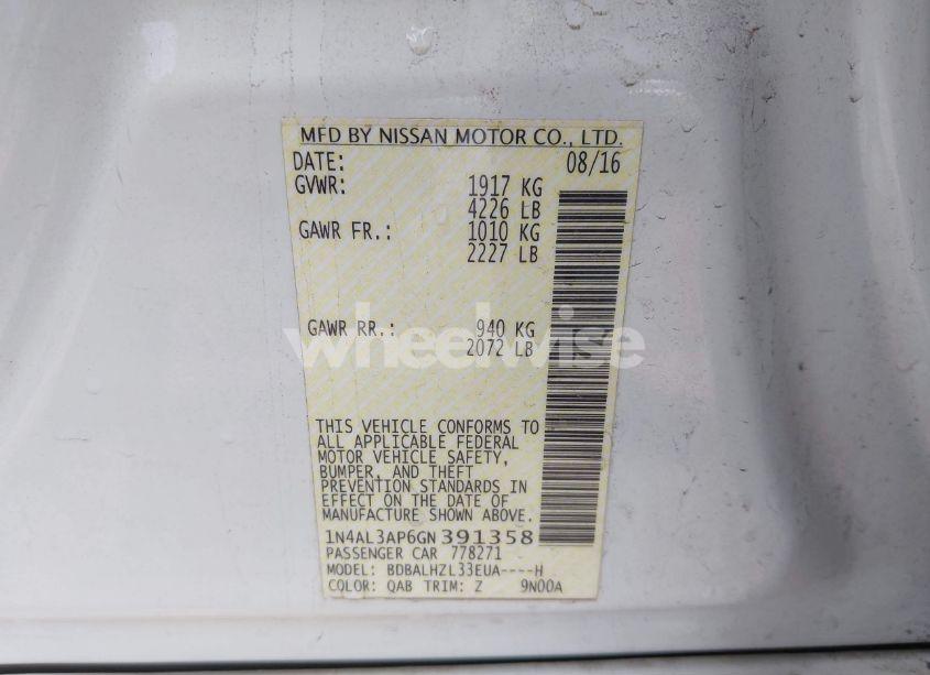 Photo 9 of 2016 Nissan Altima 2.5 SR (VIN 1N4AL3AP6GN391358)