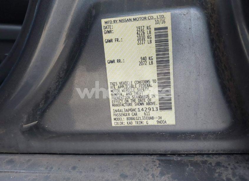 Photo 9 of 2017 Nissan Altima 2.5 S (VIN 1N4AL3AP6HC142913)