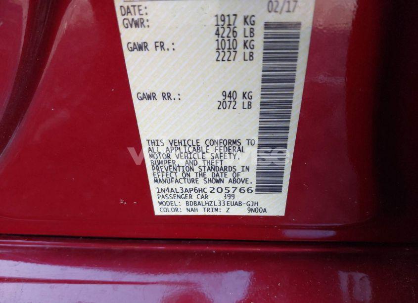 Photo 9 of 2017 Nissan Altima 2.5 SR (VIN 1N4AL3AP6HC205766)