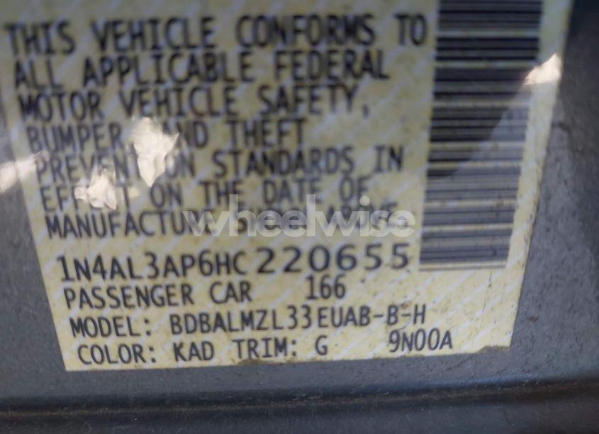 Photo 9 of 2017 Nissan Altima 2.5 SV (VIN 1N4AL3AP6HC220655)