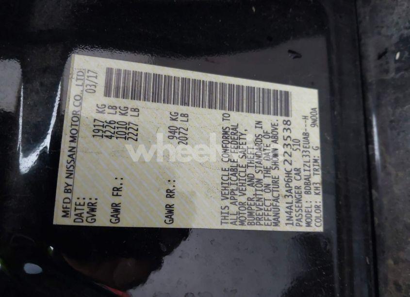 Photo 9 of 2017 Nissan Altima 2.5 SV (VIN 1N4AL3AP6HC223538)