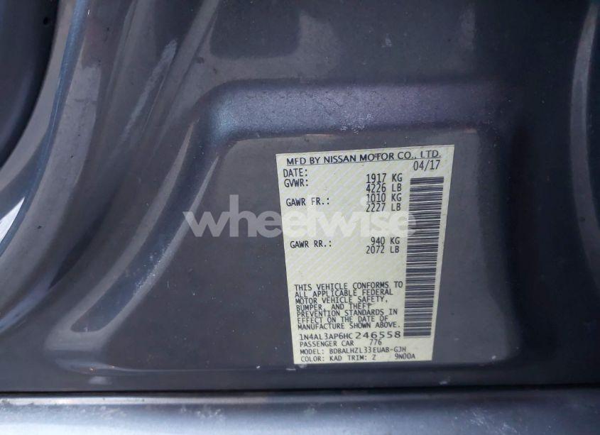 Photo 9 of 2017 Nissan Altima 2.5 SR (VIN 1N4AL3AP6HC246558)