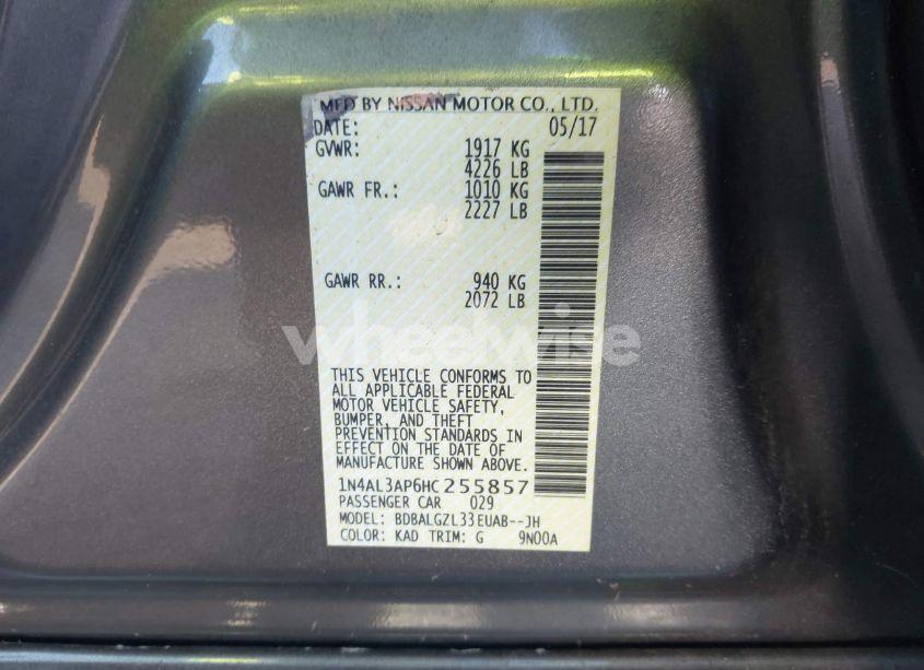 Photo 9 of 2017 Nissan Altima 2.5 S (VIN 1N4AL3AP6HC255857)