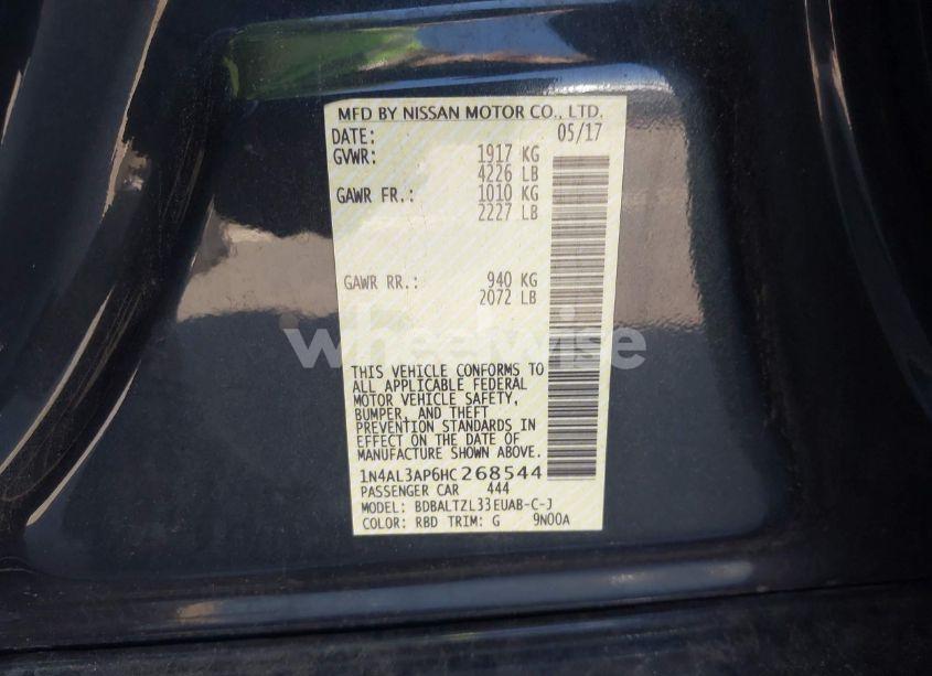 Photo 9 of 2017 Nissan Altima 2.5 SL (VIN 1N4AL3AP6HC268544)