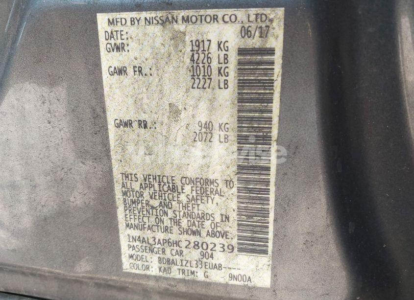 Photo 9 of 2017 Nissan Altima 2.5 SV (VIN 1N4AL3AP6HC280239)