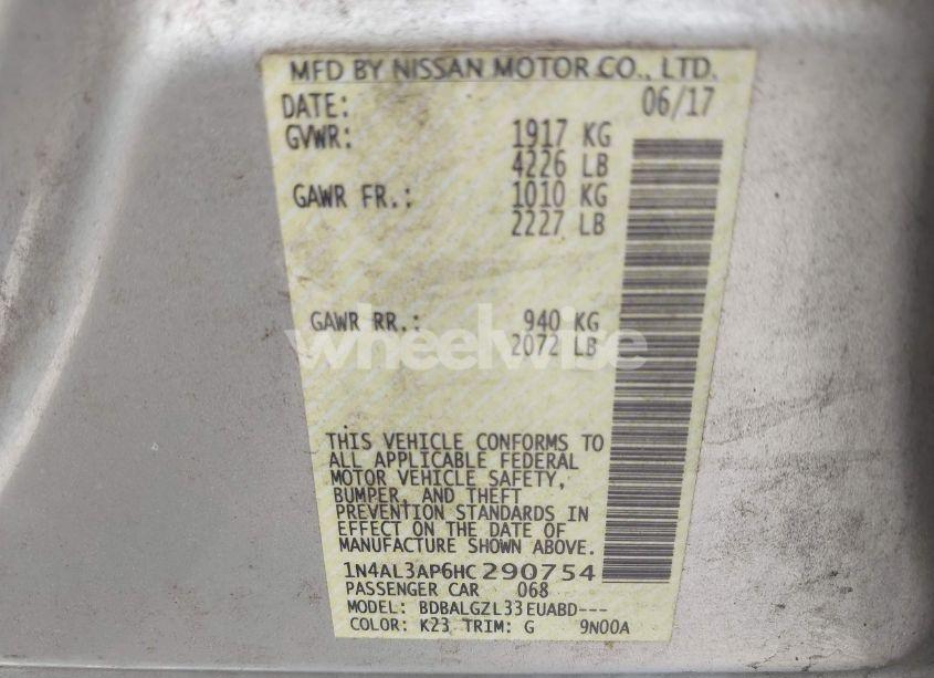 Photo 9 of 2017 Nissan Altima 2.5 S (VIN 1N4AL3AP6HC290754)